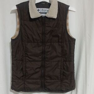 Columbia Dark Brown Vest with Shearling Trim